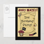2. Pirate Birthday Einladungen (Vorne/Hinten)
