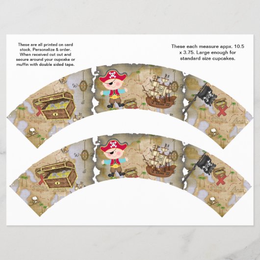 2 Pirate Theme Custom Cupcake Wrappers Flyer (Vorne)