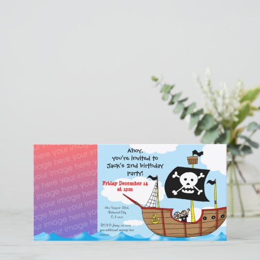 2. Piratengeburt Party Einladungen (Stehend Vorderseite)