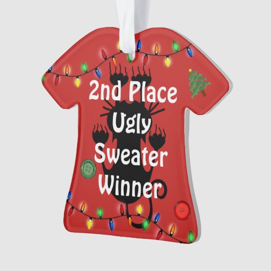 2. Platz Ugly Christmas Sweater Contest Ornament (Vorderseite)