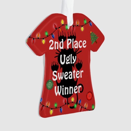 2. Platz Ugly Christmas Sweater Contest Ornament (Vorderseite)