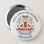 2. Platz Ugly Sweater Gewinner | Weihnachten Button (Vorne & Hinten)