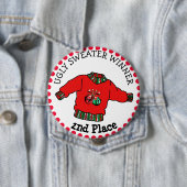 2. Platz Ugly Sweater Gewinner Weihnachts Gold Med Button (Beispiel)