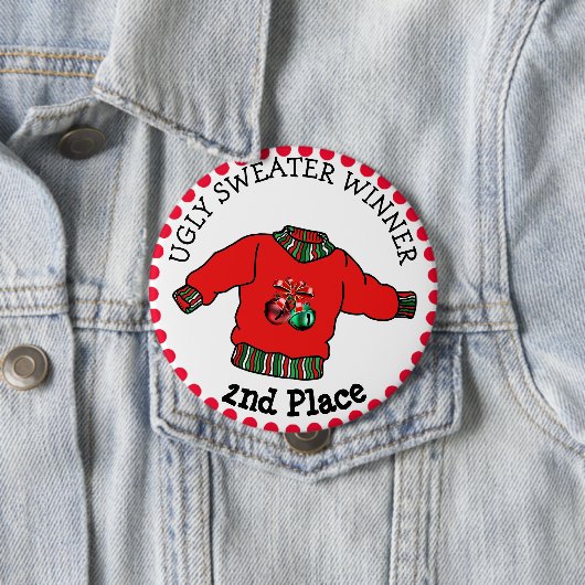 2. Platz Ugly Sweater Gewinner Weihnachts Gold Med Button (Beispiel)