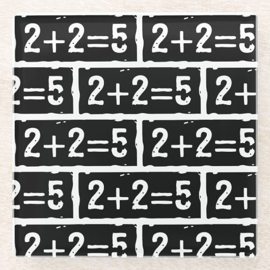 2 plus 2 gleich 5 glasuntersetzer (Vorderseite)