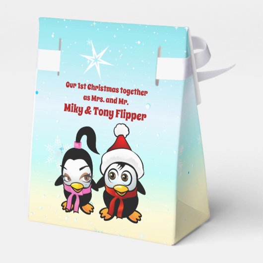 2 Polar Love Birds feiern Weihnachten Geschenkschachtel (Rückseite)