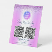 2 QR-Code Lila Glitzer - Scan für benutzerdefinier Sockelschild (Vorderseite)
