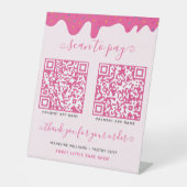 2 QR-Code Mobile Payment Pink Business Sockelschild (Vorderseite)
