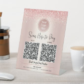 2 QR Codes Benutzerdefiniertes Logo-Pay Hier Rose  Sockelschild (In SItu)