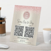 2 QR Codes Benutzerdefiniertes Logo Rosa Glitzer B Sockelschild (In SItu)