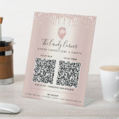 2 QR Codes Bezahlung hier Rose Gold Glitzer Tropfe Sockelschild (In SItu)