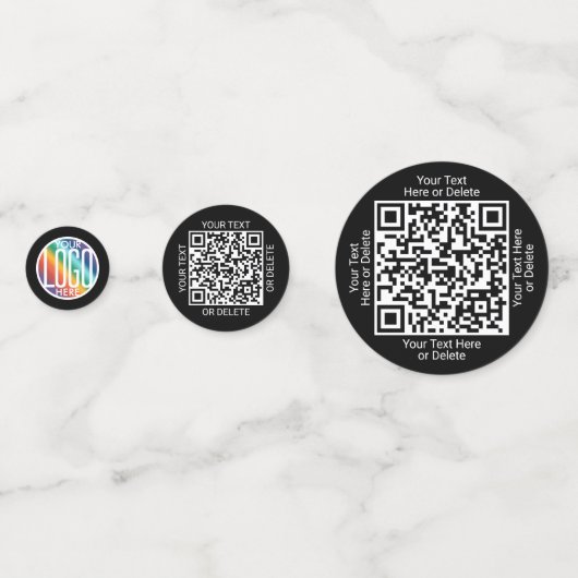 2 QR Codes Generator & Business Logo Schwarze Tabe Konfetti (Rückseiten)