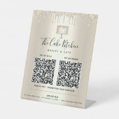 2 QR Codes hier Bezahlung Gold Cake Bäckerei Glitz Sockelschild (Vorderseite)