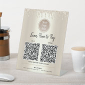 2 QR Codes hier Gold Glitzer Tropfen Benutzerdefin Sockelschild (In SItu)