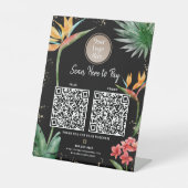 2 QR Codes hier Logos Tropical Palm Black Gold Sockelschild (Vorderseite)