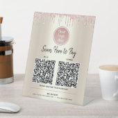 2 QR-Codes hier Rosa Glitzer Gold-Logo Sockelschild (In SItu)