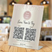 2 QR-Codes hier Rosa Glitzer Gold-Logo Sockelschild