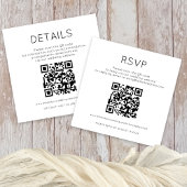 2 QR Codes Schwarz-weiße Hochzeitdetails UAWG Begleitkarte