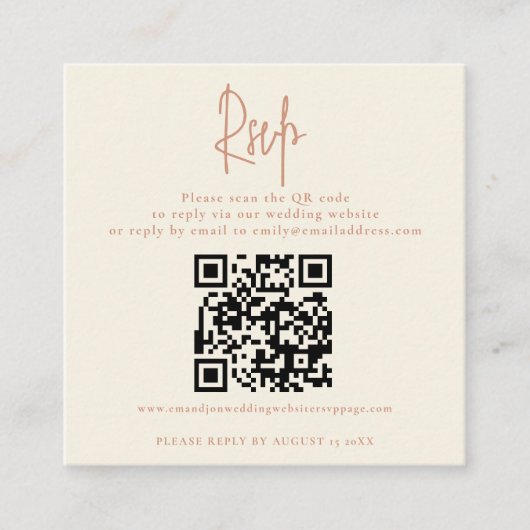 2 QR Codes Terracotta Cream Wedding Details UAWG Begleitkarte (Vorderseite)
