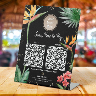 2 QR Codes Zahlen Sie hier Logo Tropische Palme Sc Sockelschild