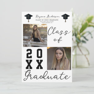 2 quadratische Fotos Abschlussklasse Abitur Einladung