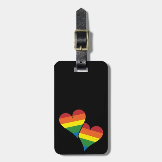 2 Rainbow Hearts Gepäckanhänger (Vorderseite vertikal)