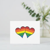 2 Rainbow Hearts Postkarte (Stehend Vorderseite)