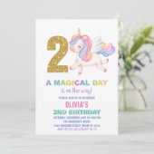 2. Rainbow Unicorn Geburtstag Einladungen (Stehend Vorderseite)