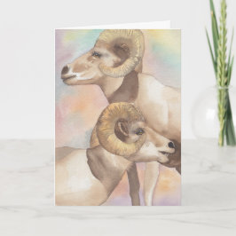 "2 Rams Watercolor Sketch/Arrowhead" Grußkarte Feiertagskarte