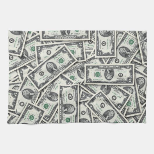 $2 Rechnung Geld Hintergrund Geschirrtuch (Horizontal)
