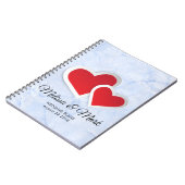 2 Red Hearts on Icy Blue Marble Wedding Plans Notizblock (Linke Seite)
