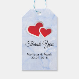 2 Red Paper Hört auf Icy Blue Marmor Hochzeit Geschenkanhänger