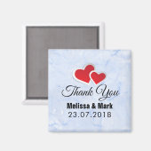 2 Red Paper Hört auf Icy Blue Marmor Hochzeit Magnet (Vorderseite/Rückseite)