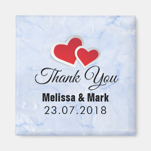 2 Red Paper Hört auf Icy Blue Marmor Hochzeit Magnet