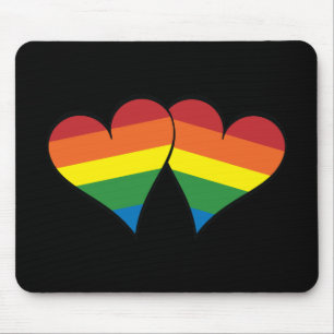 2 Regenbogen-Herzen Mousepad