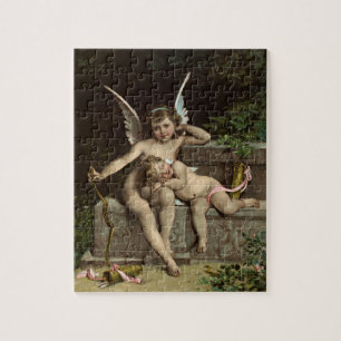2 retro Amor-Sitzende Puzzle