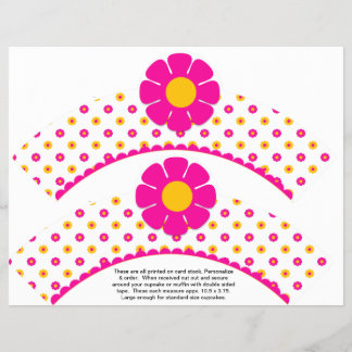 2 Retro-Blume Geburtstag Custom Cupcake Wrappers Flyer