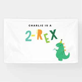 2-REX Dinosaur Party Banner für 2. Geburtstagskind