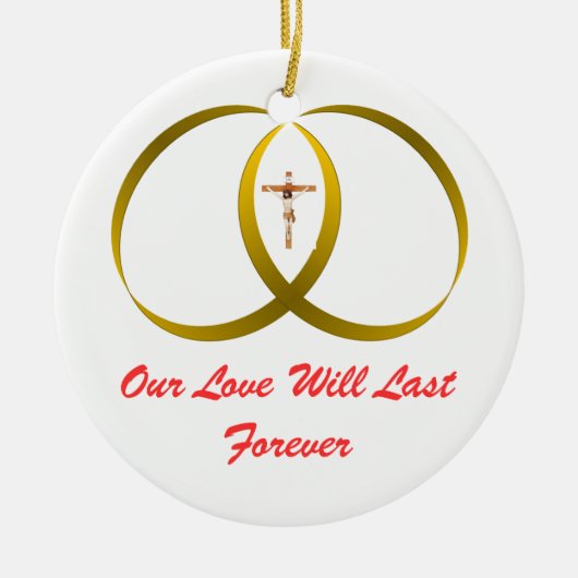 2 Ringe & JESUS, Keramik Ornament (Vorne)