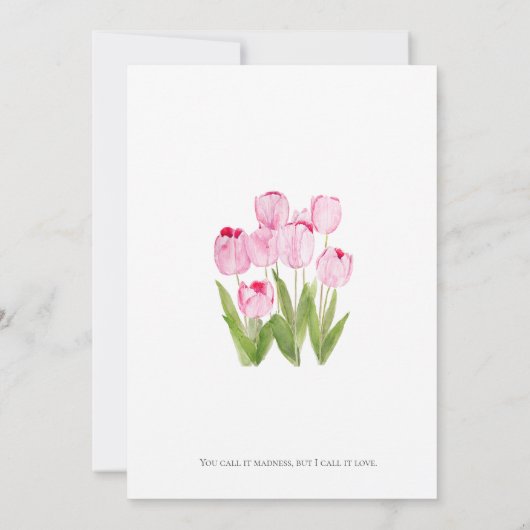 2 Rosa Tulpen Aquarell Einladung (Rückseite)