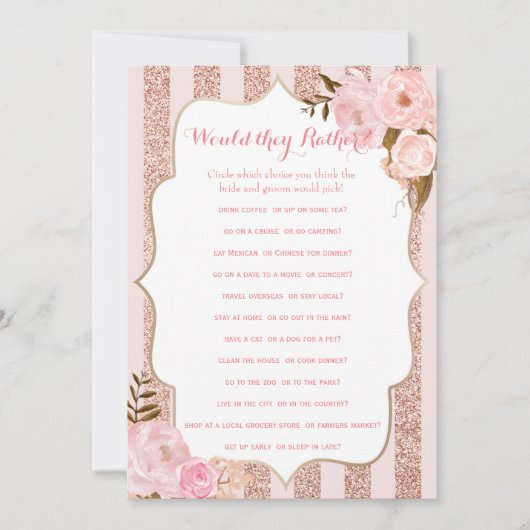 2 Rose Gold und Pink Brautparty Games Einladung (Vorderseite)