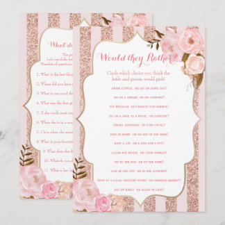 2 Rose Gold und Pink Brautparty Games Einladung