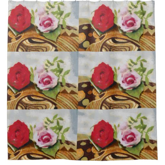 2 Rose Malerei Duschvorhang (Vorderseite)