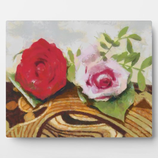 2 Rose Malerei Fotoplatte (Vorderseite)