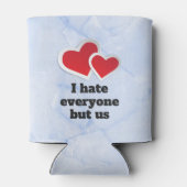 2 Rote Herzen - Ich hasse alle außer uns Typografi Dosenkühler (Rückseite)