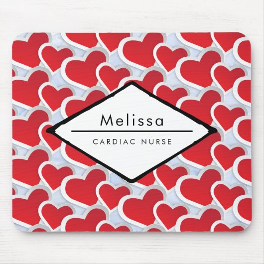 2 Rote Herzen Wiederholung Muster Niedlich Cadiac Mousepad (Vorne)