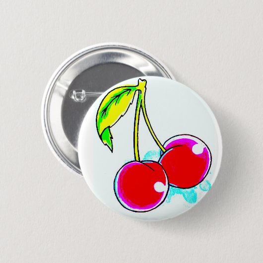 2 Rote Kirschen Button (Vorne & Hinten)