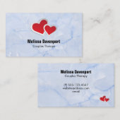 2 Rotes Papier Hört auf Icy Blue Marmor Visitenkarte (Vorne/Hinten)