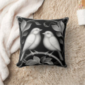 2 Rotkehlchen auf Schwarz Kissen (Decke)