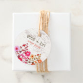 2" Round Country Floral Boho White Wood Hang Tag Geschenkanhänger (Beispiel)